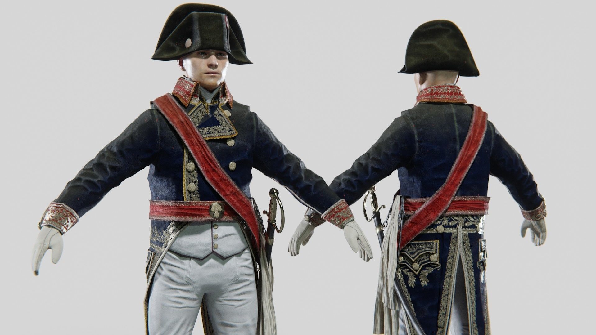 Soldier Napoleon General Rigged Low-poly 3D model_5