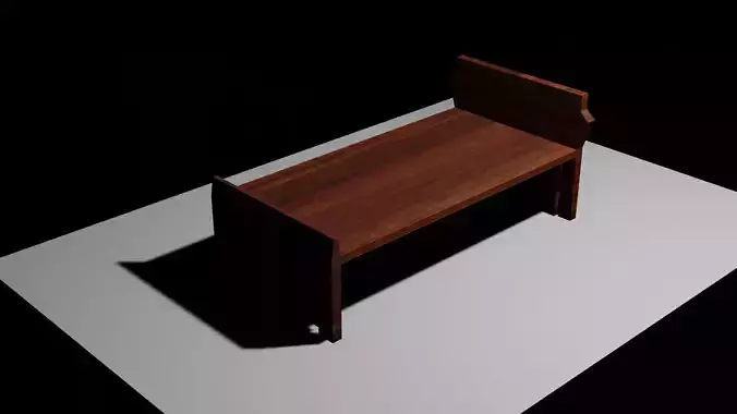 cot 3d model wooden bench