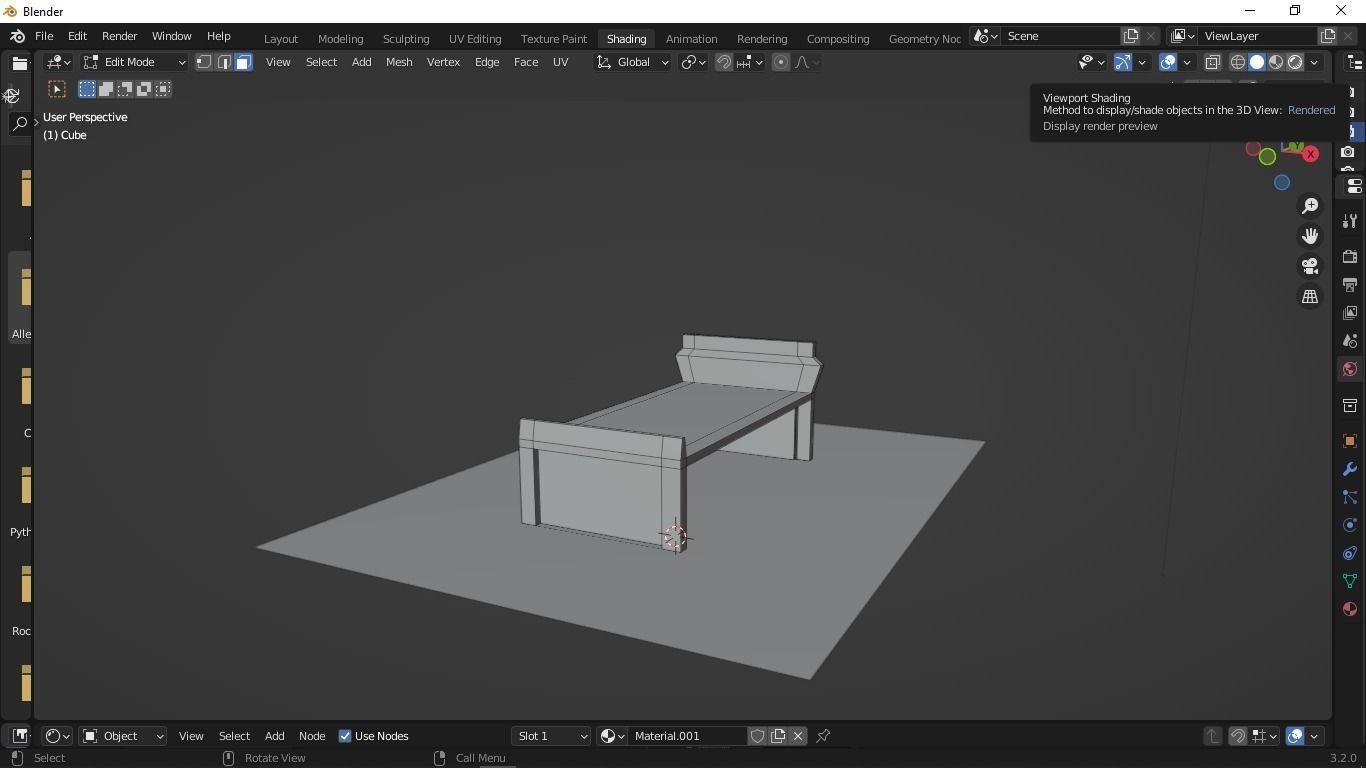 cot 3d model wooden bench Free 3D model_3