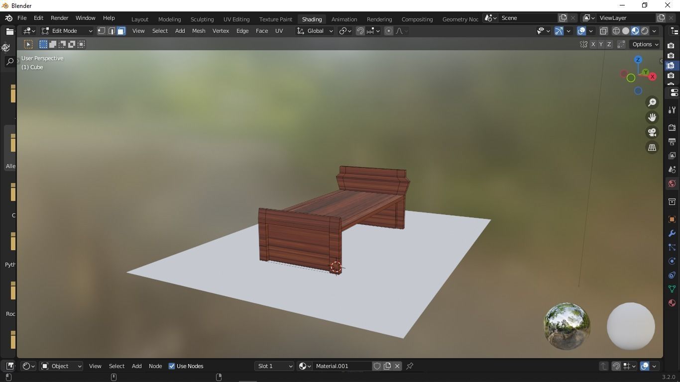 cot 3d model wooden bench Free 3D model_4