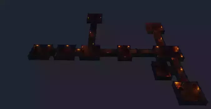 Dungeon room in castle at night