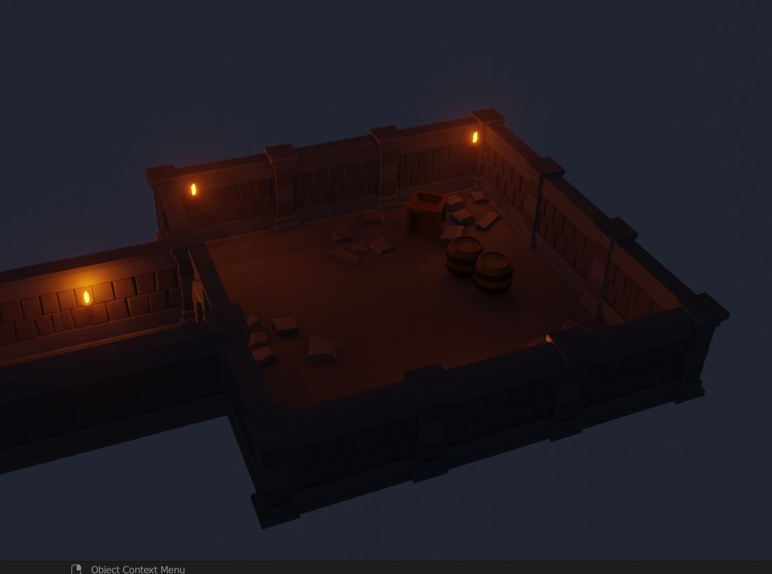 Dungeon room in castle at night Low-poly 3D model_3