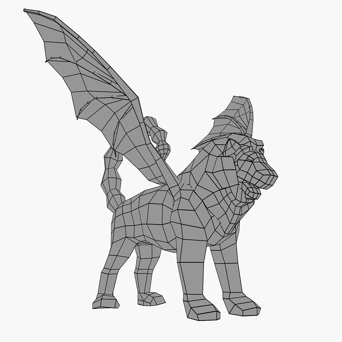 Manticore lion with wings Low-poly 3D model_6