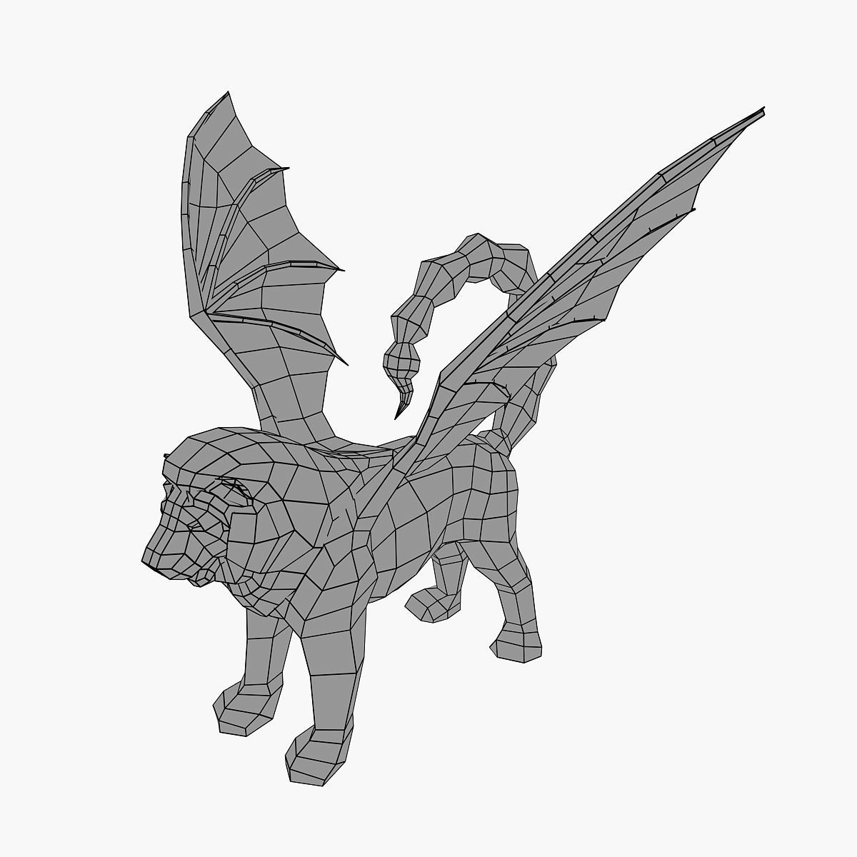 Manticore lion with wings Low-poly 3D model_8
