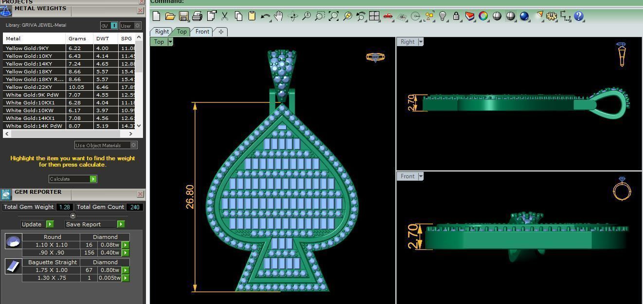 Baggett Diamond Pendent 3d Model and Render   3D print model_8