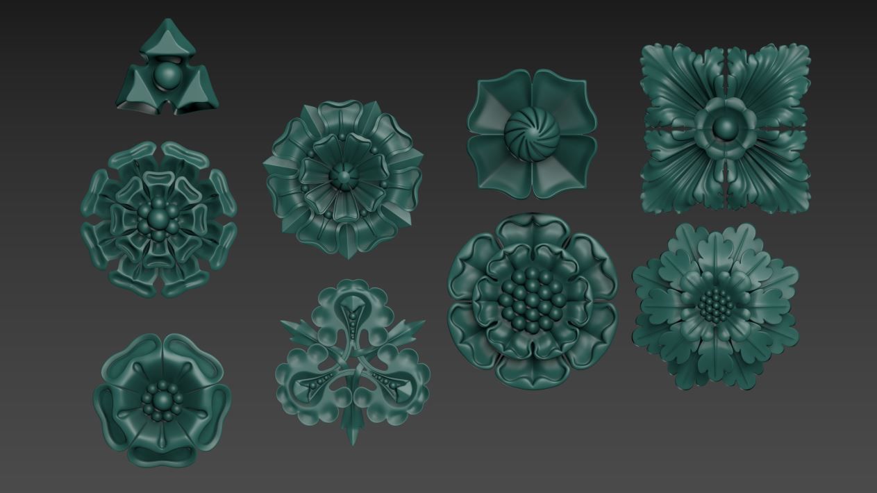 Victorian Gothic Flower Designs 3D print model_9