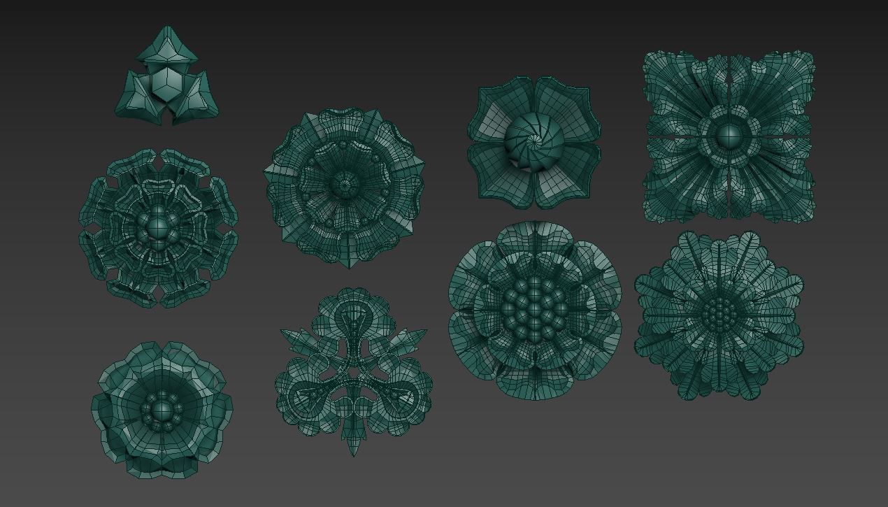 Victorian Gothic Flower Designs 3D print model_10