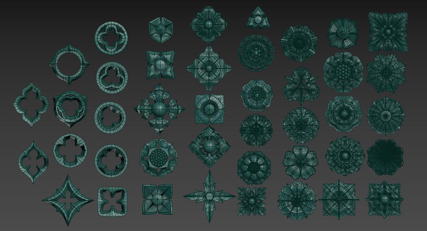 Victorian Gothic Flower Designs 3D print model_6