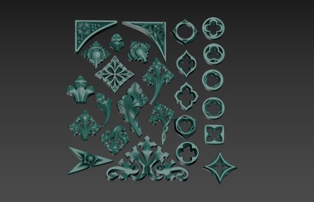 Victorian Gothic Flower Designs 3D print model_4