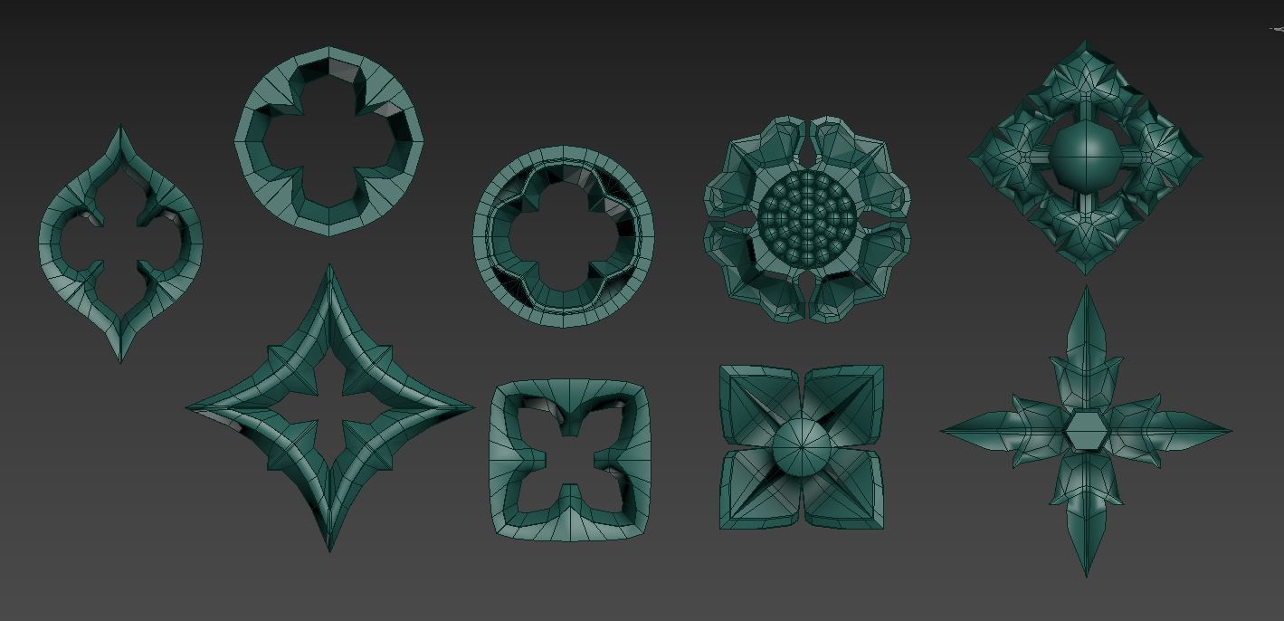 Victorian Gothic Flower Designs 3D print model_12