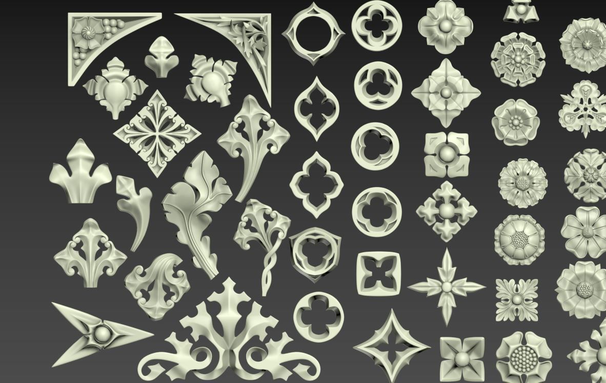 Victorian Gothic Flower Designs 3D print model_1