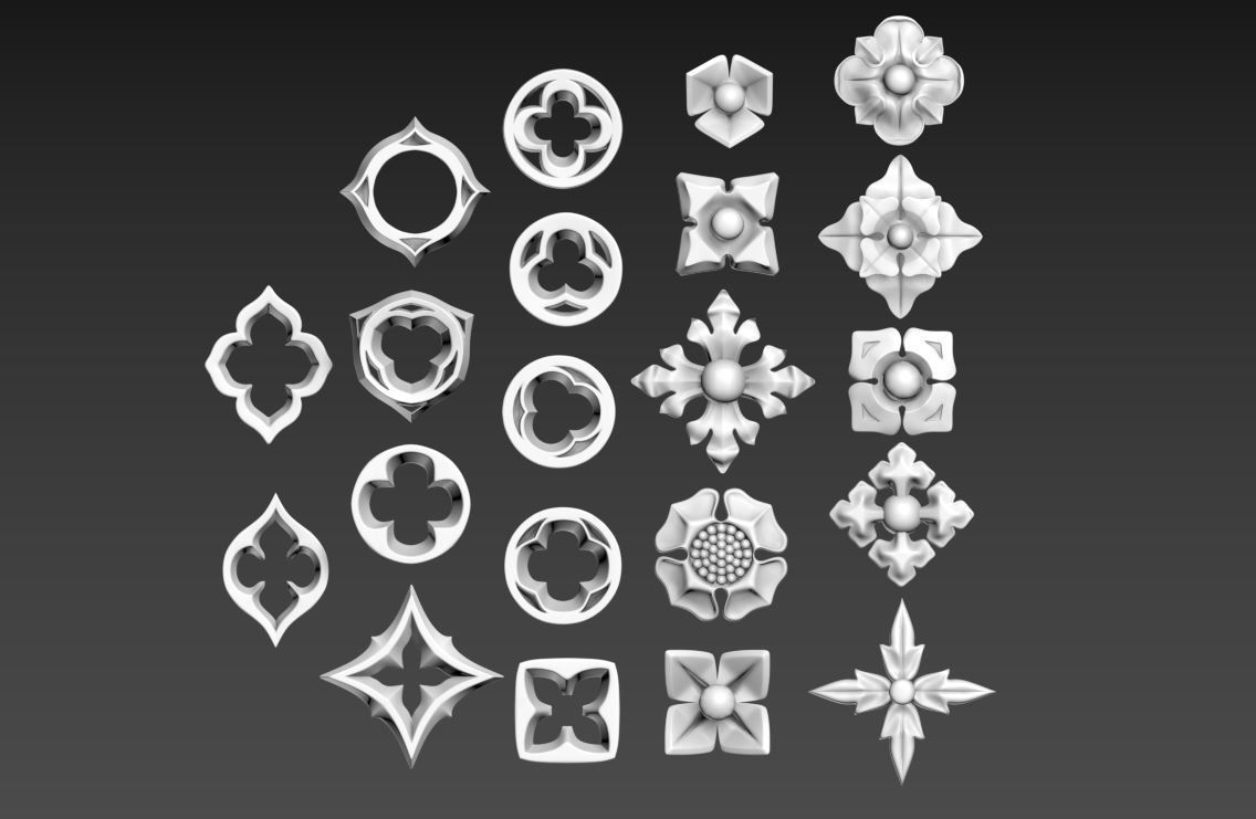 Victorian Gothic Flower Designs 3D print model_3