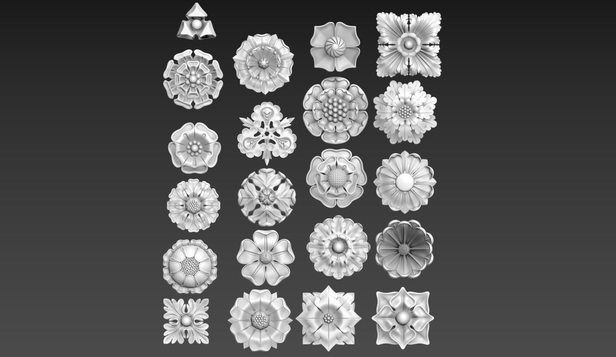 Victorian Gothic Flower Designs 3D print model_2