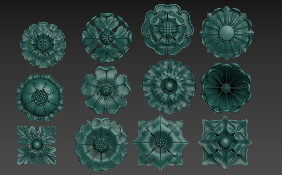 Victorian Gothic Flower Designs 3D print model_7