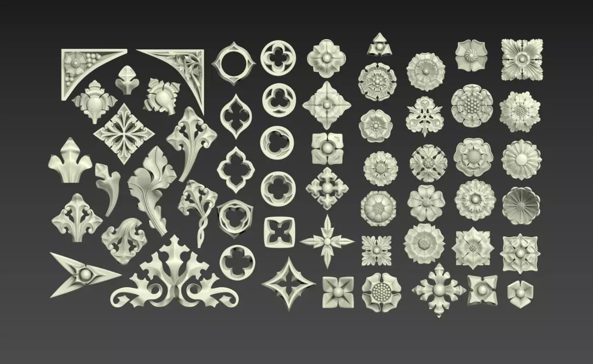 Victorian Gothic Flower Designs 3D print model_0