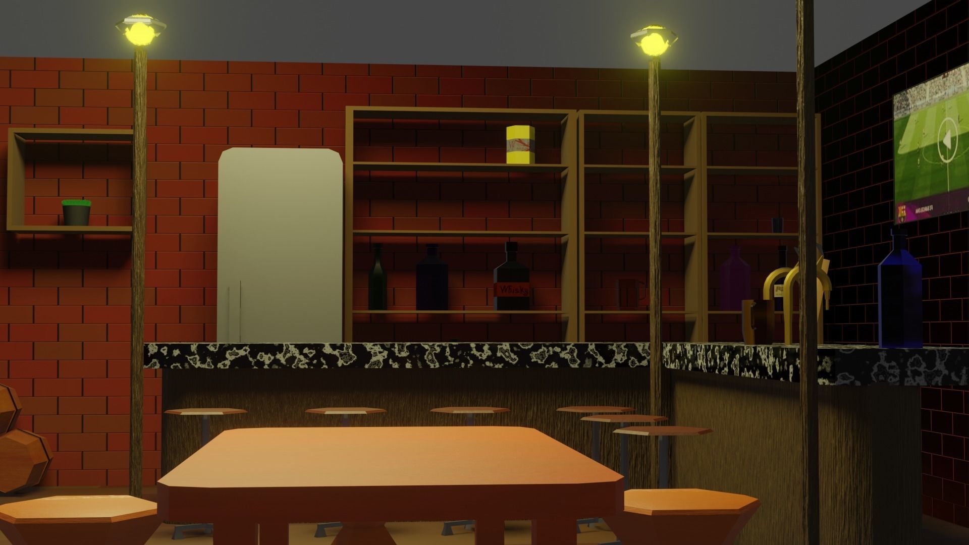 BAR PUB low-poly 3 D model Low-poly 3D model_14