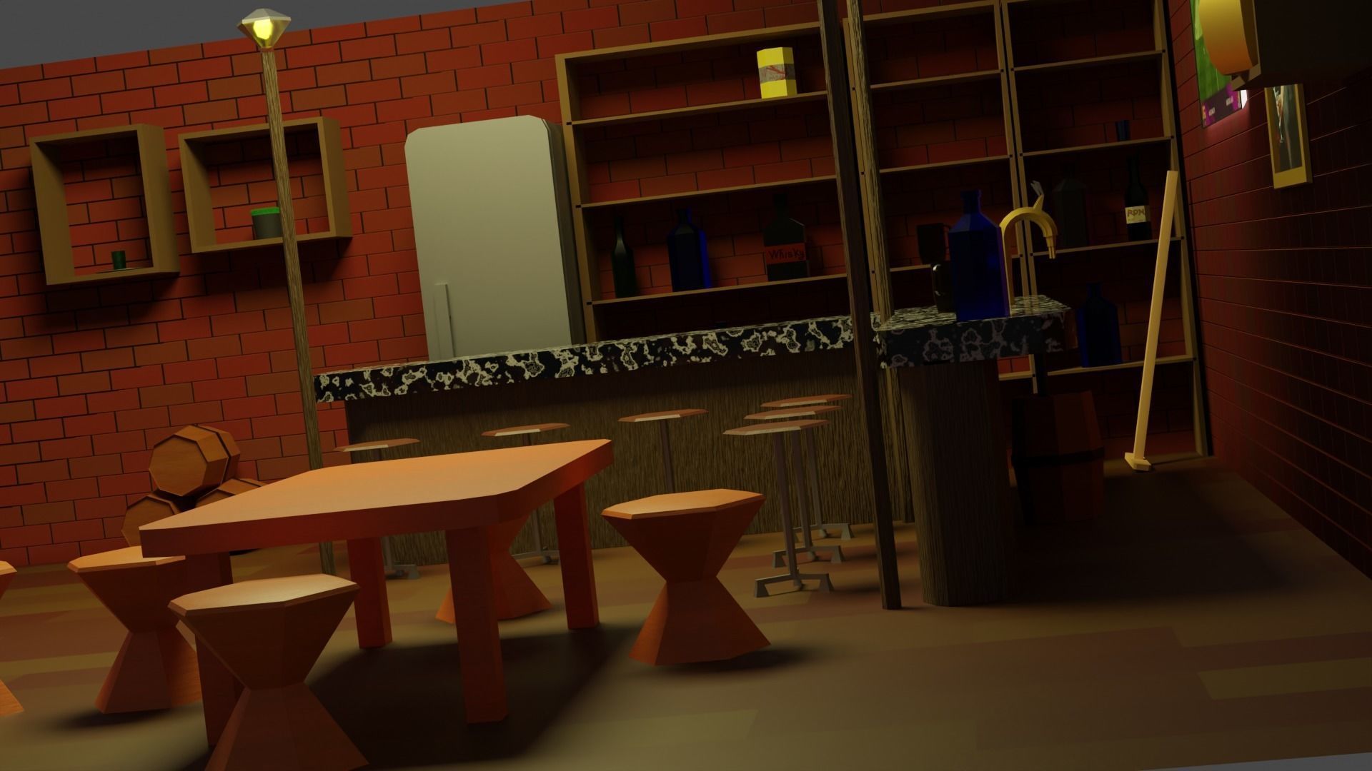 BAR PUB low-poly 3 D model Low-poly 3D model_4