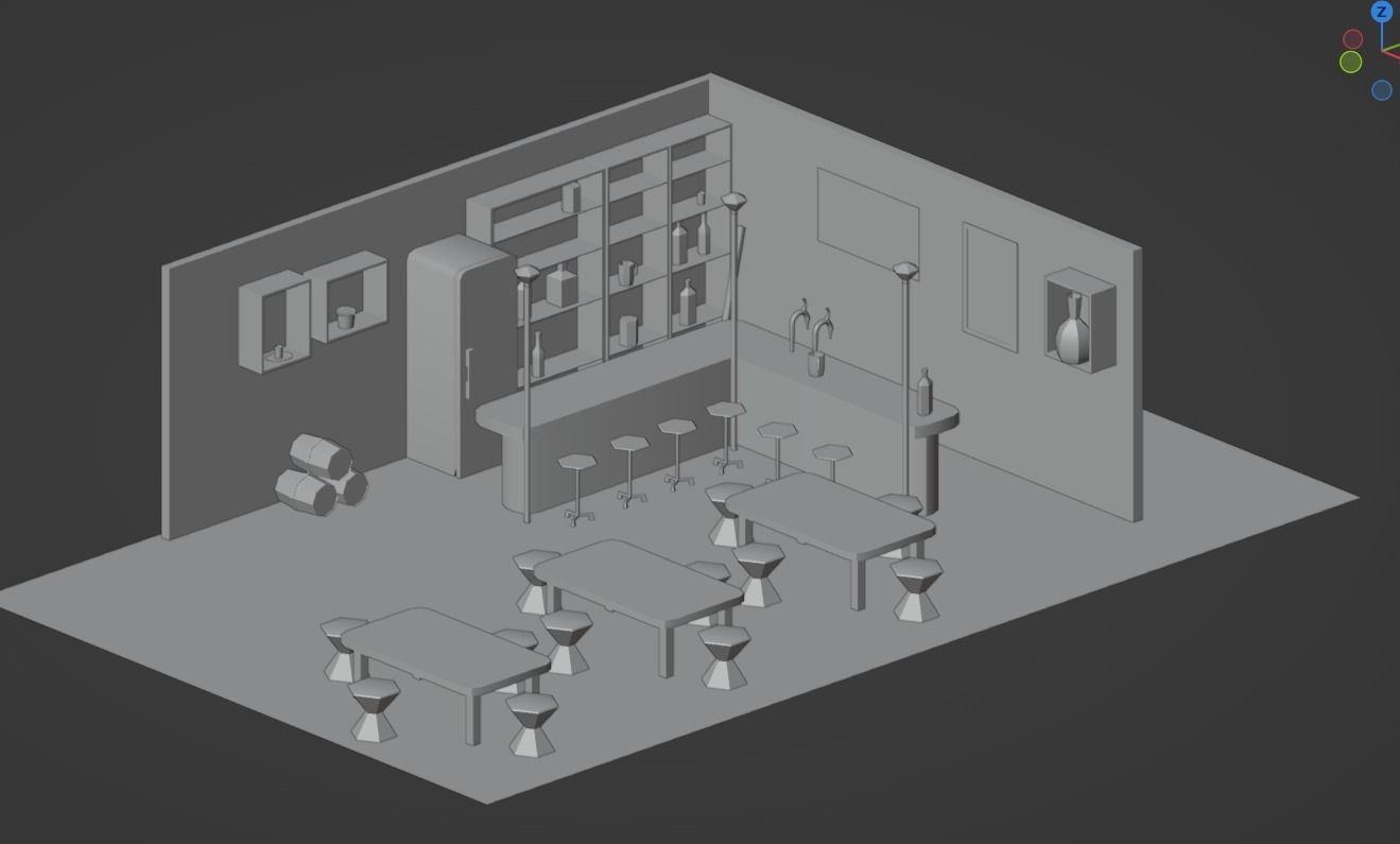 BAR PUB low-poly 3 D model Low-poly 3D model_16