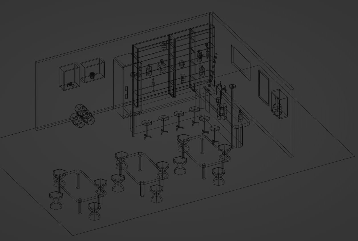 BAR PUB low-poly 3 D model Low-poly 3D model_17
