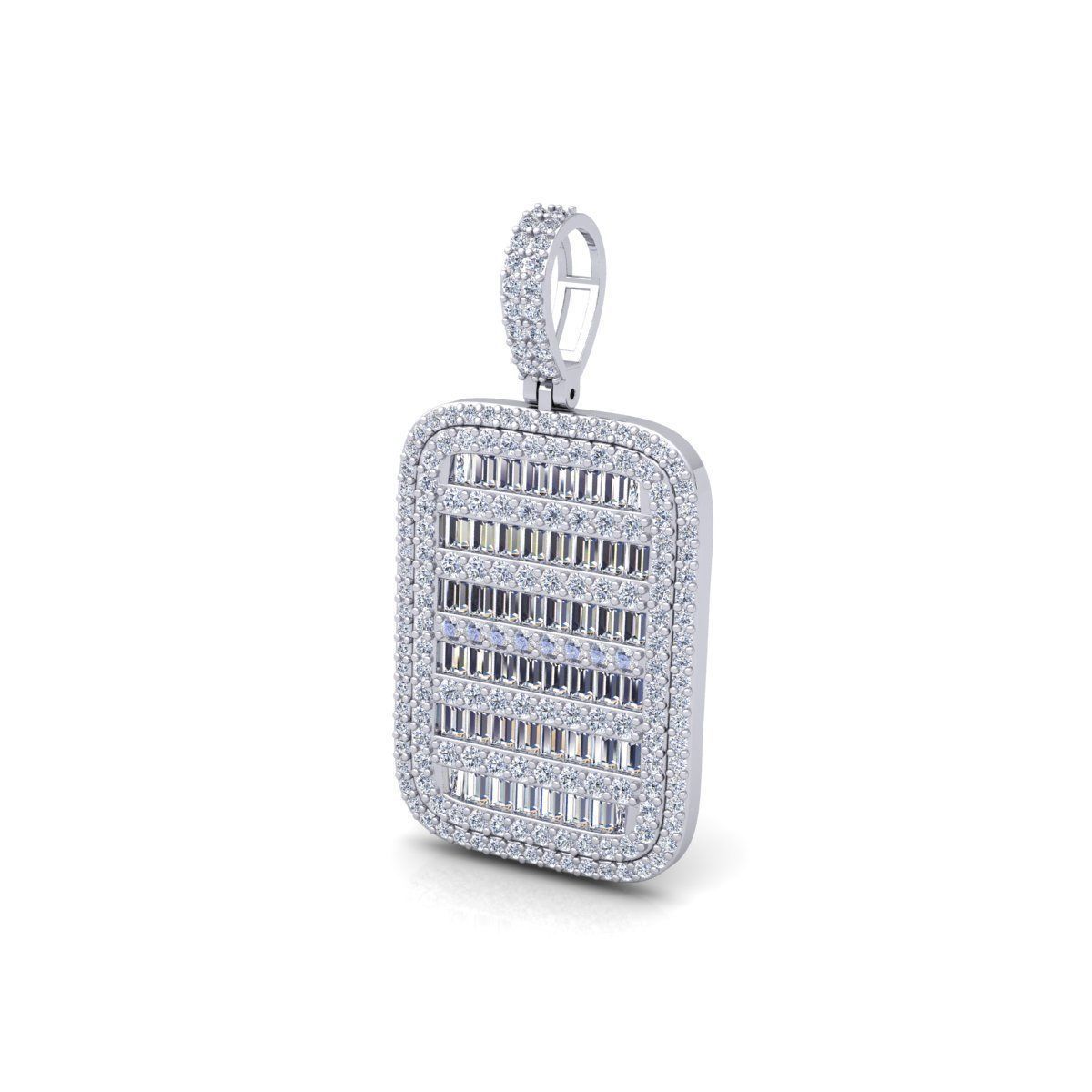 Baguette Diamond Pendent 3d Model and Render 3D print model_9