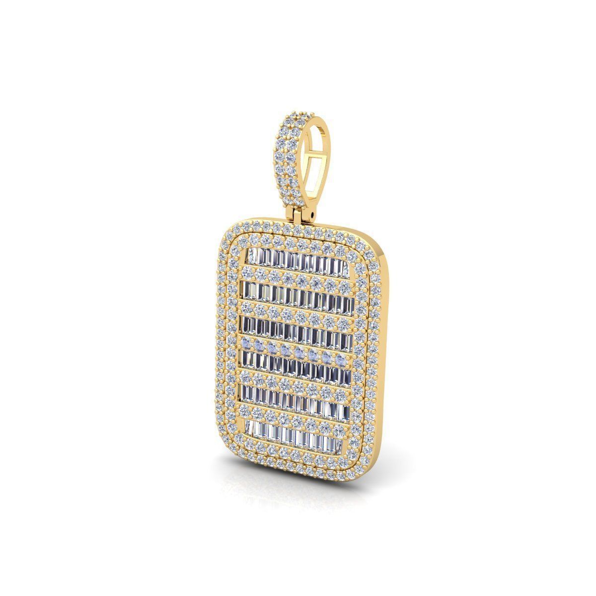 Baguette Diamond Pendent 3d Model and Render 3D print model_6