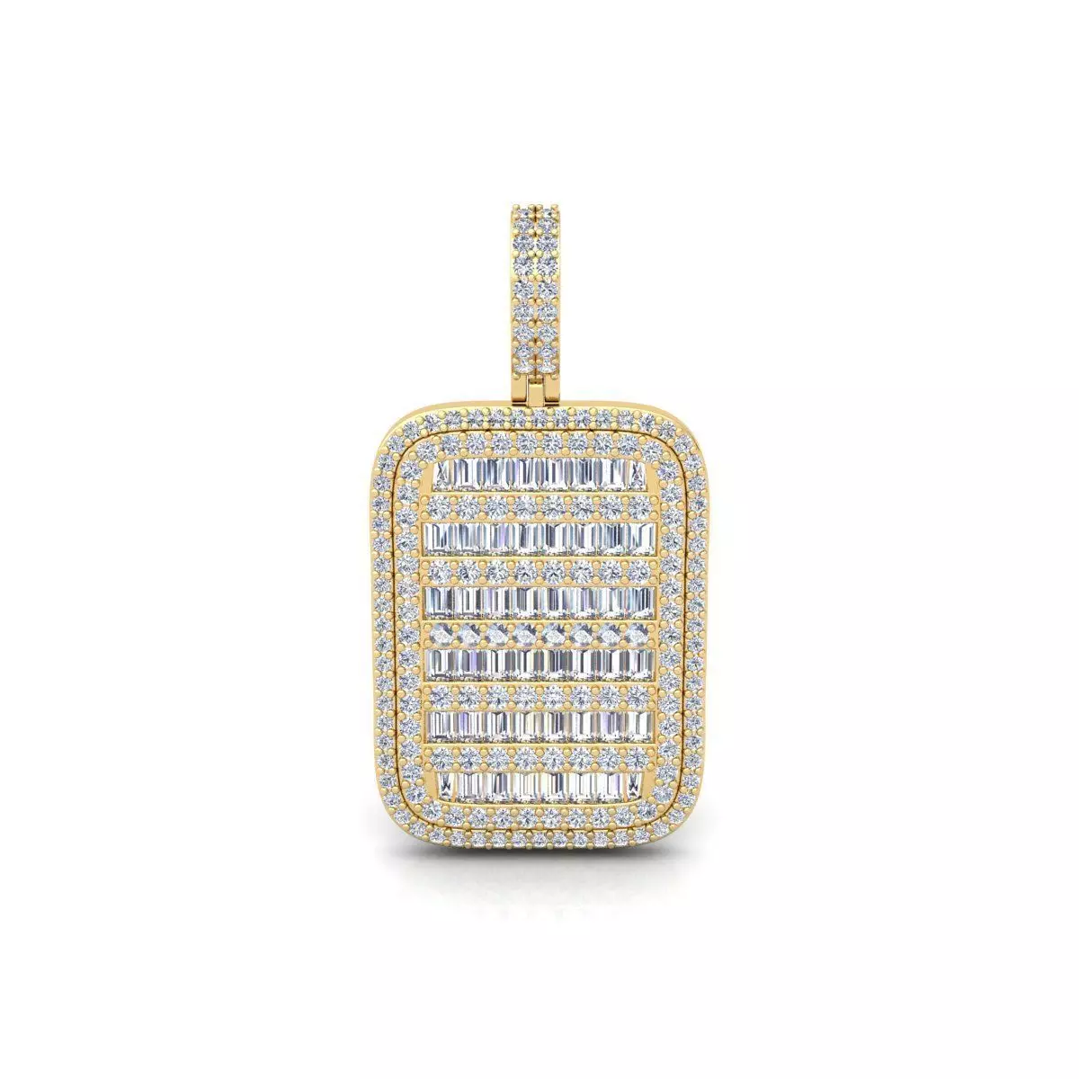Baguette Diamond Pendent 3d Model and Render 3D print model_0