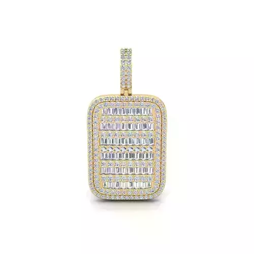 Baguette Diamond Pendent 3d Model and Render 