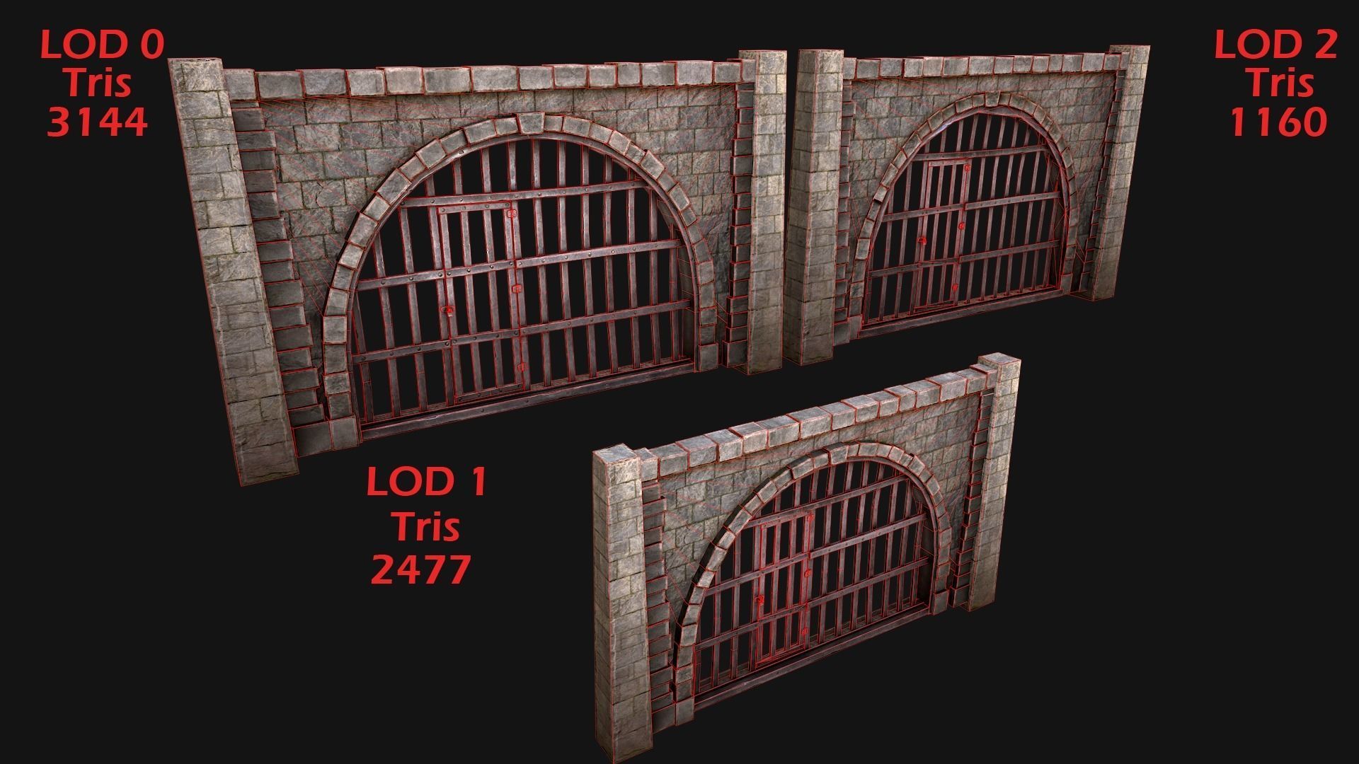 Prison Doors Gate Low-poly 3D model_4