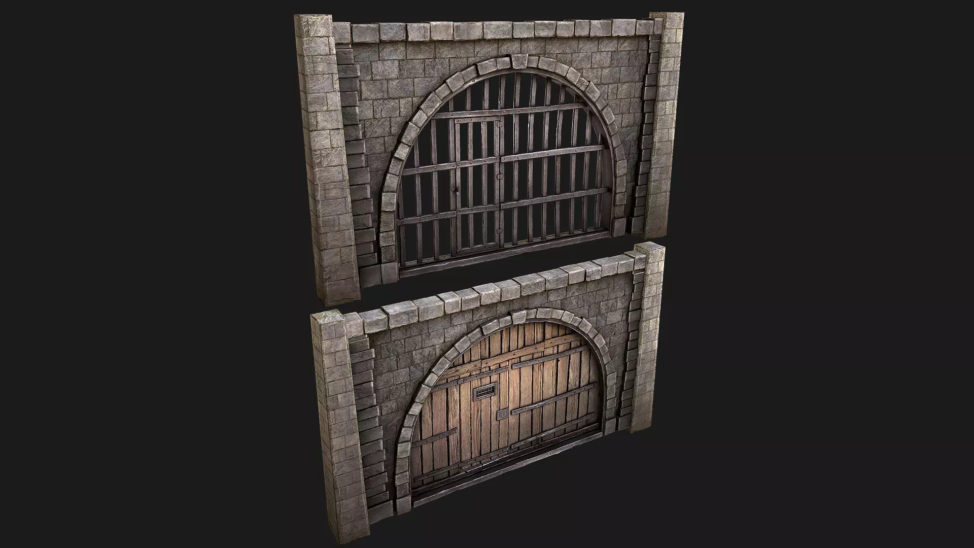 Prison Doors Gate Low-poly 3D model_0