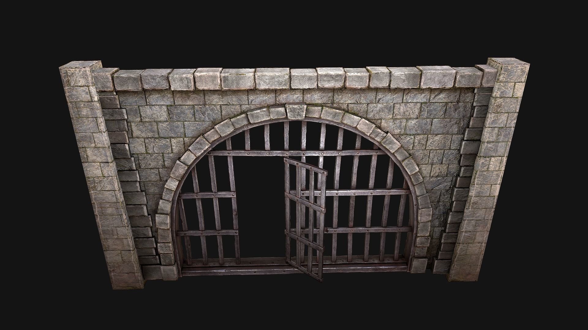 Prison Doors Gate Low-poly 3D model_27