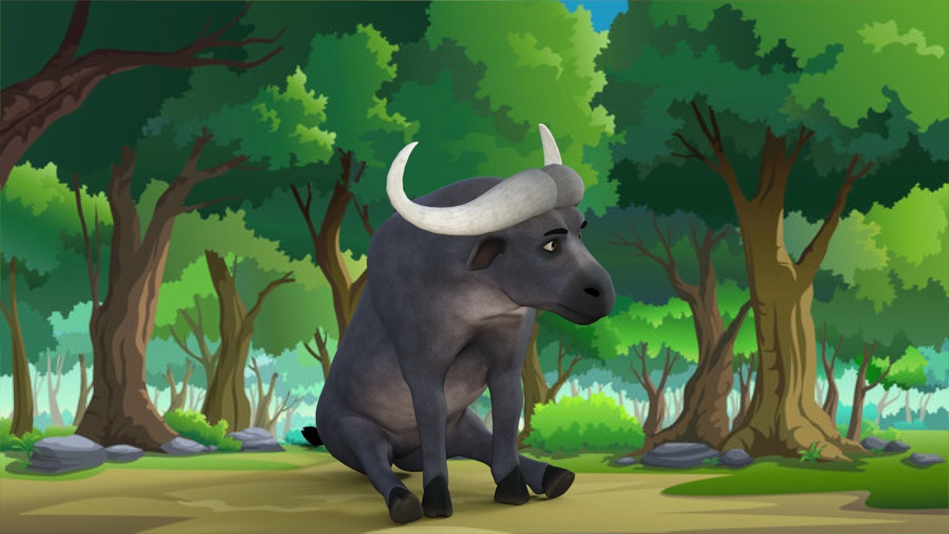 Cartoon Buffalo Rigged 3D model_25