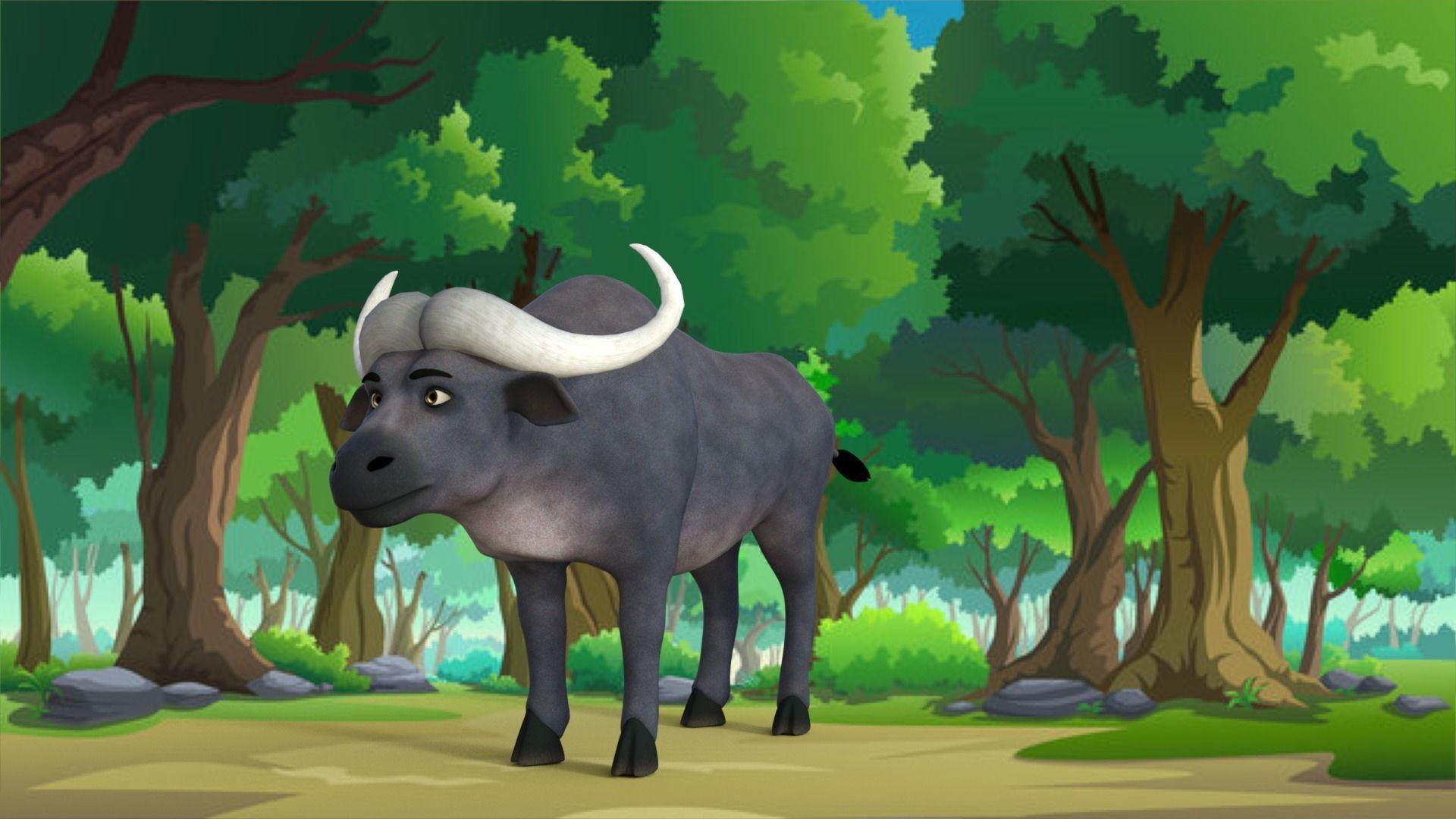 Cartoon Buffalo Rigged 3D model_22