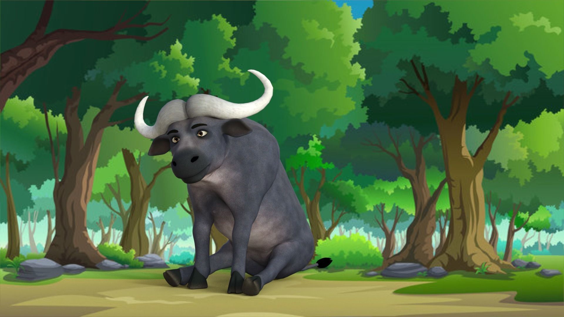 Cartoon Buffalo Rigged 3D model_24