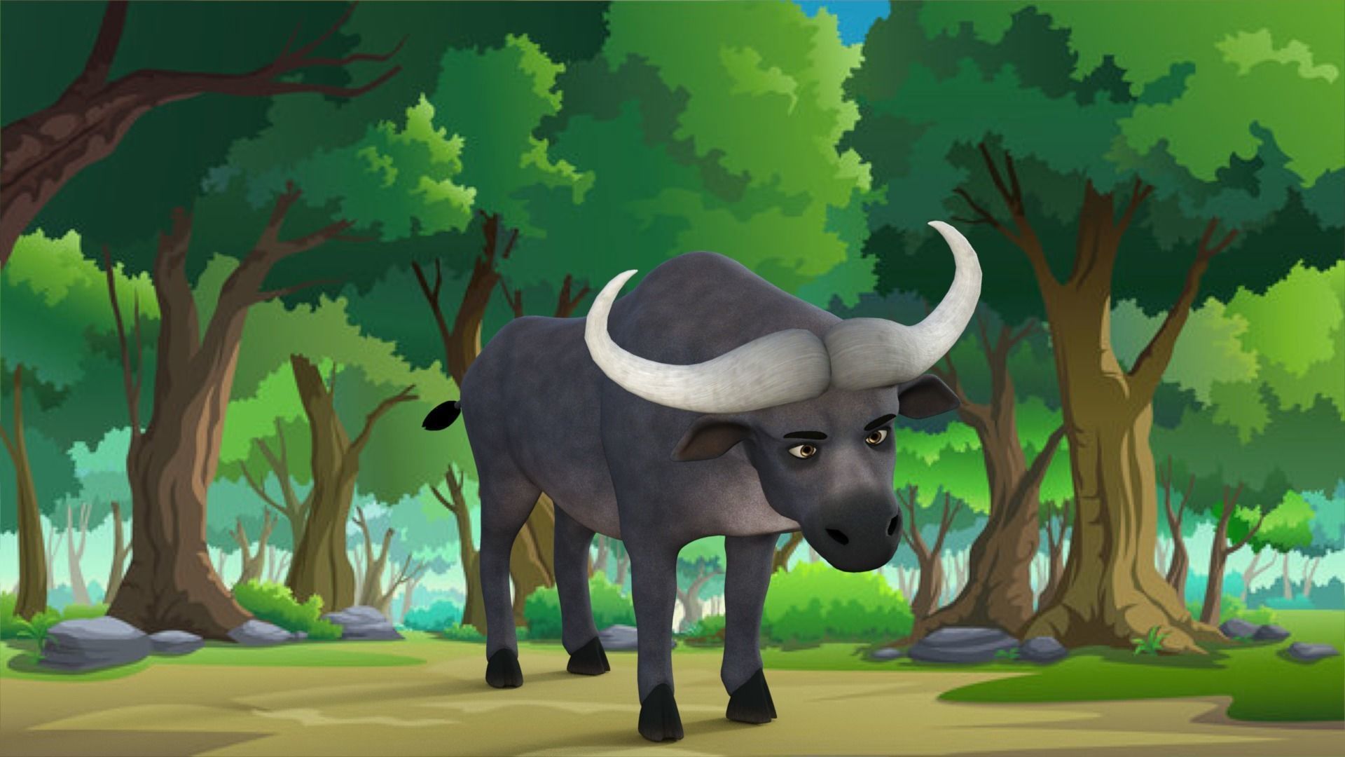 Cartoon Buffalo Rigged 3D model_23
