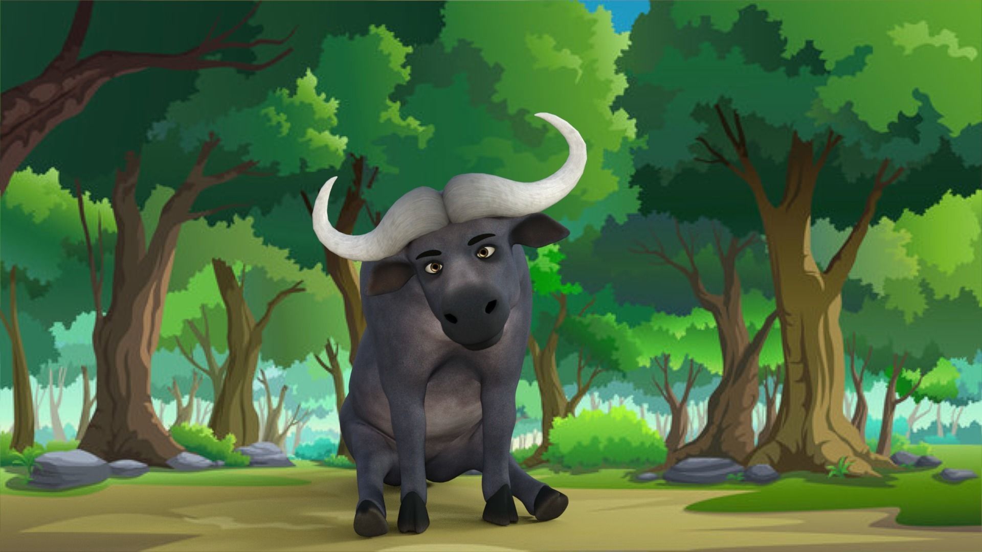 Cartoon Buffalo Rigged 3D model_26