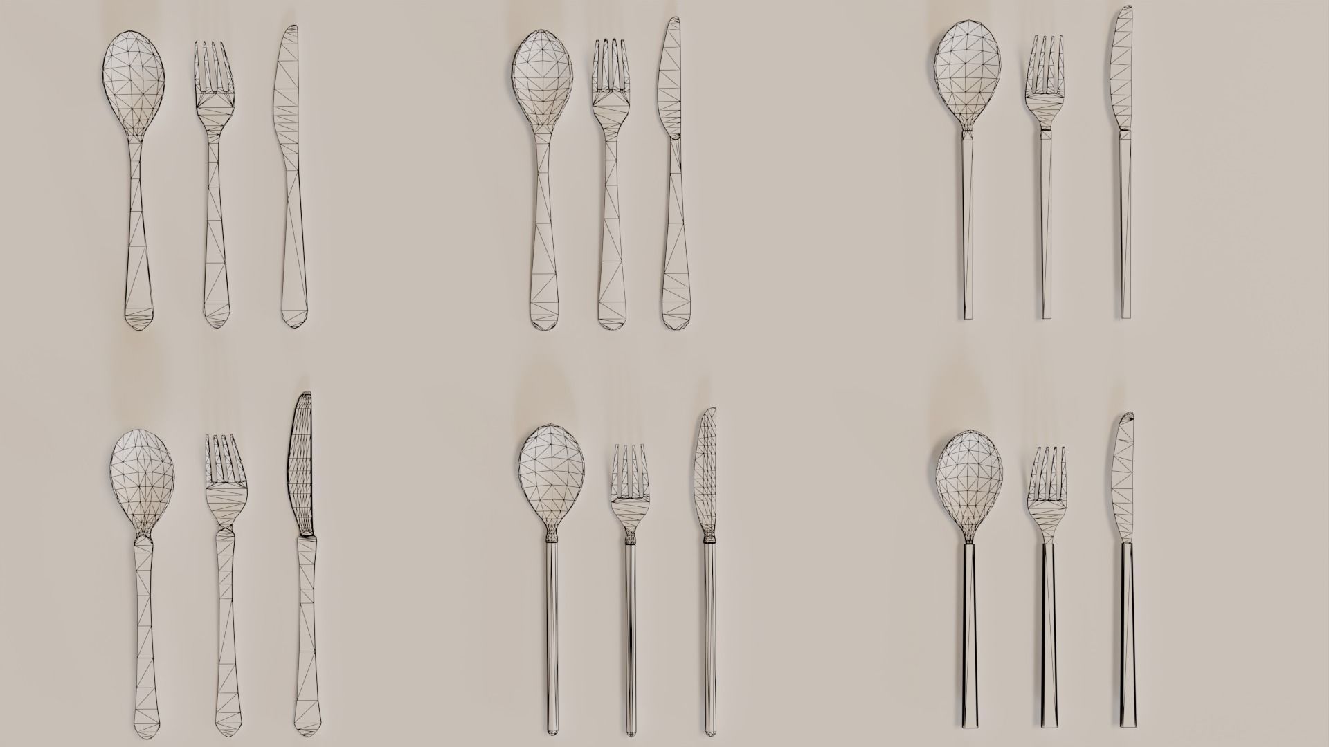 Cutlery Low-poly 3D model_7