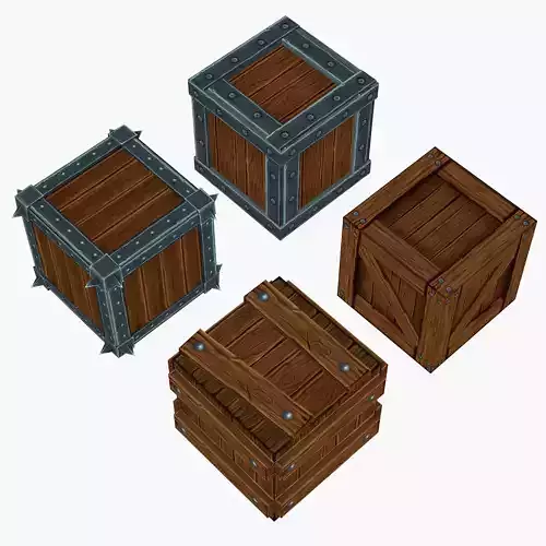 Boxes Hand Paint Low-poly 3D model