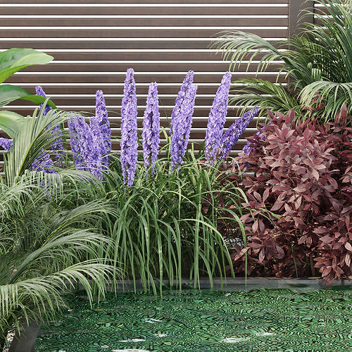 Backyard landscaping with plants vol 180 3D model 5