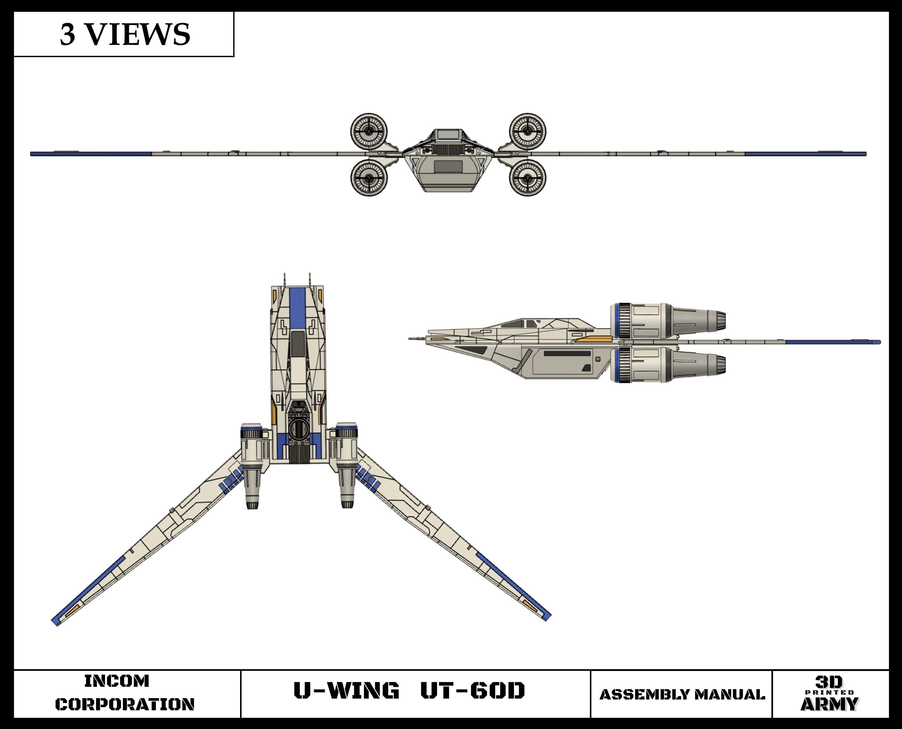 Star Wars UWING UT60D starfighter 3D print model_23