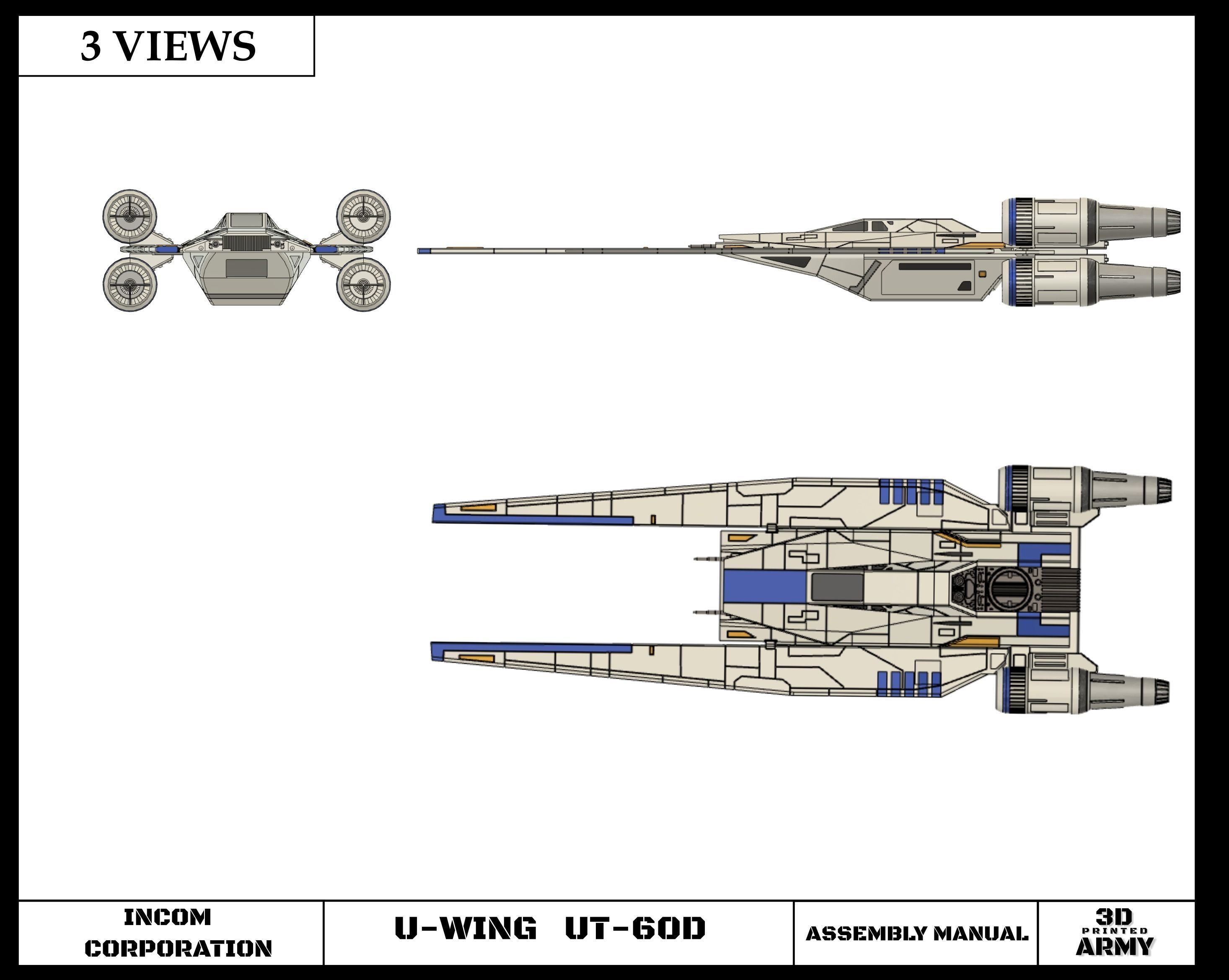 Star Wars UWING UT60D starfighter 3D print model_24