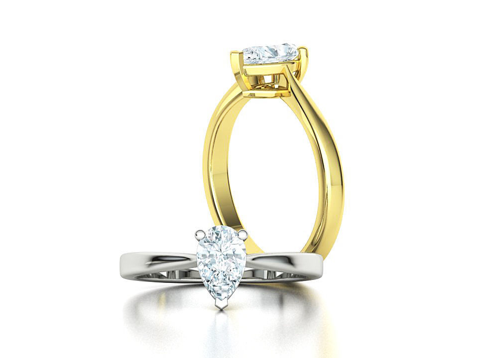 Solitaire Engagement Ring 8x5 Pear Stone 3dprint ring 3D print model_1