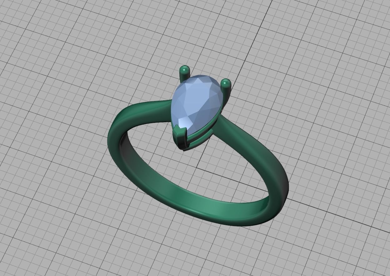 Solitaire Engagement Ring 8x5 Pear Stone 3dprint ring 3D print model_15