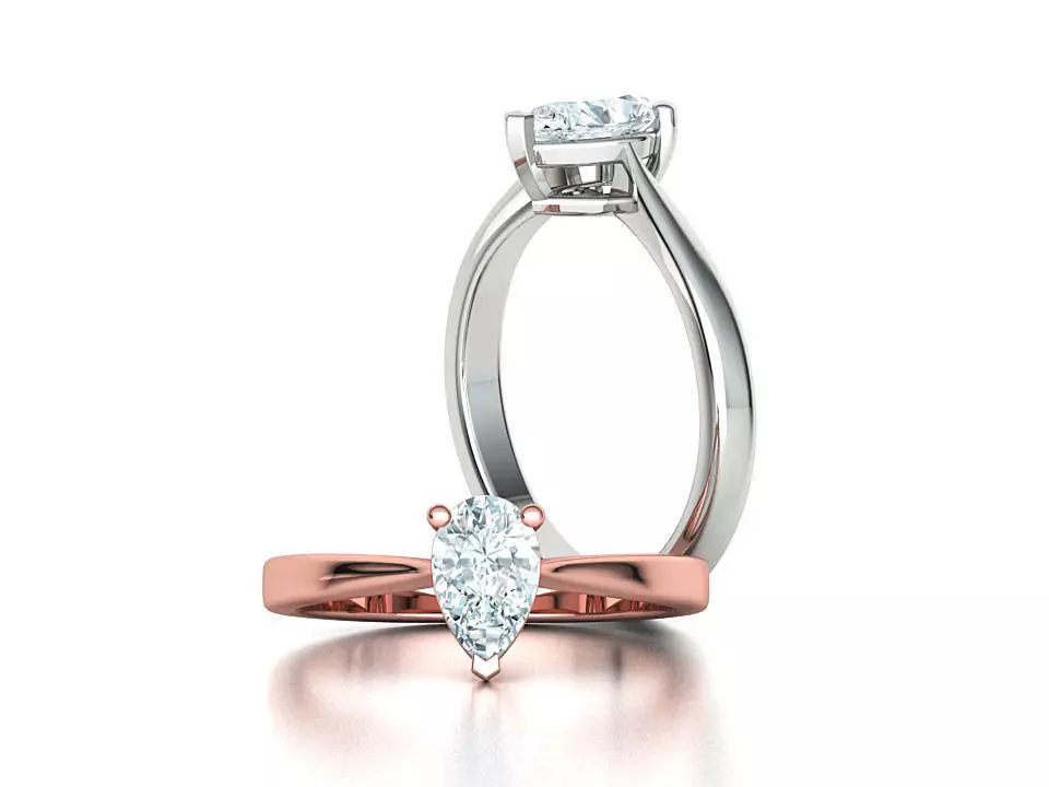Solitaire Engagement Ring 8x5 Pear Stone 3dprint ring 3D print model_0