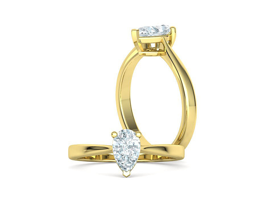 Solitaire Engagement Ring 8x5 Pear Stone 3dprint ring 3D print model_4