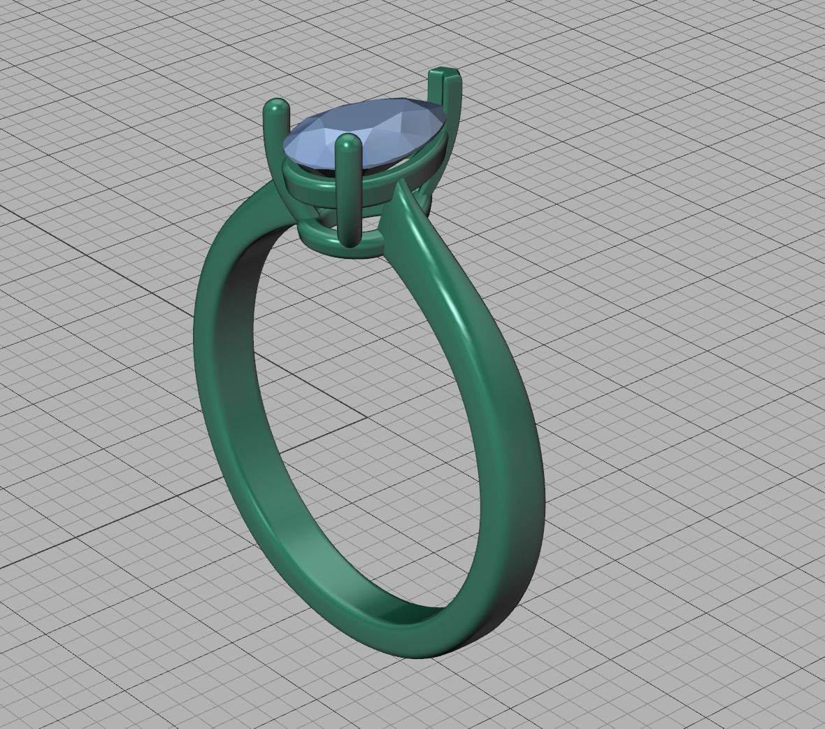 Solitaire Engagement Ring 8x5 Pear Stone 3dprint ring 3D print model_18