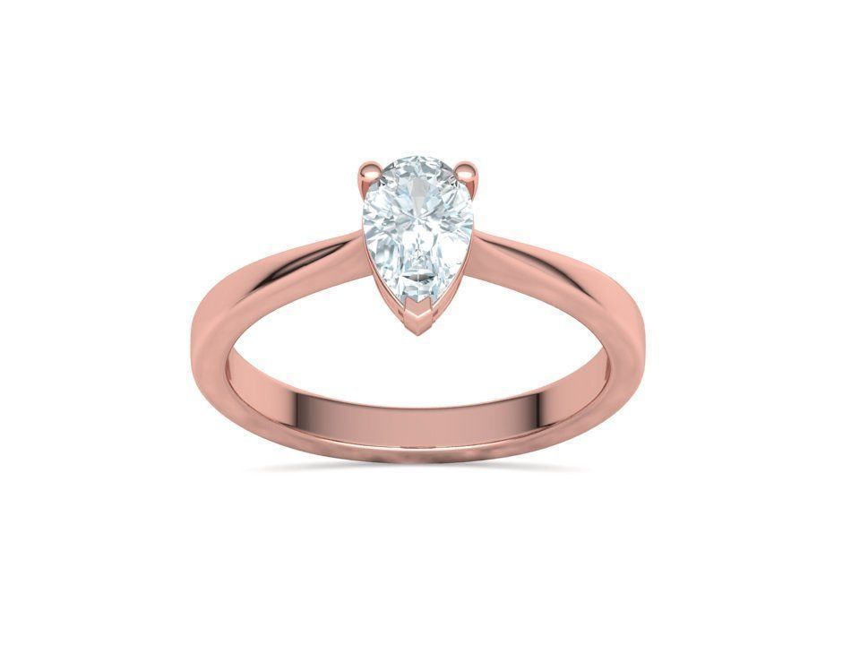 Solitaire Engagement Ring 8x5 Pear Stone 3dprint ring 3D print model_21