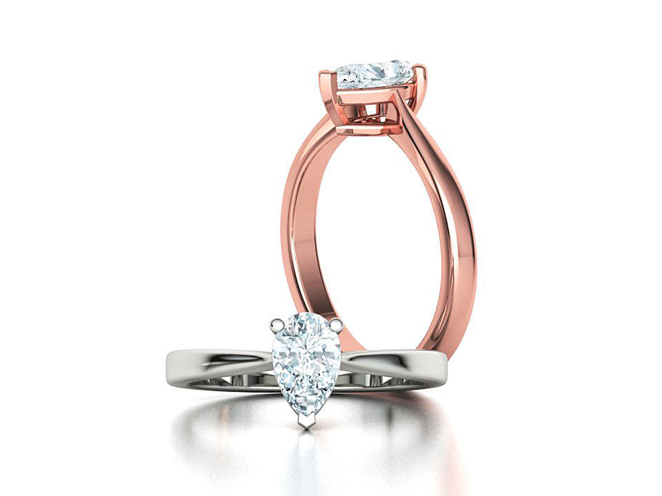 Solitaire Engagement Ring 8x5 Pear Stone 3dprint ring 3D print model_2