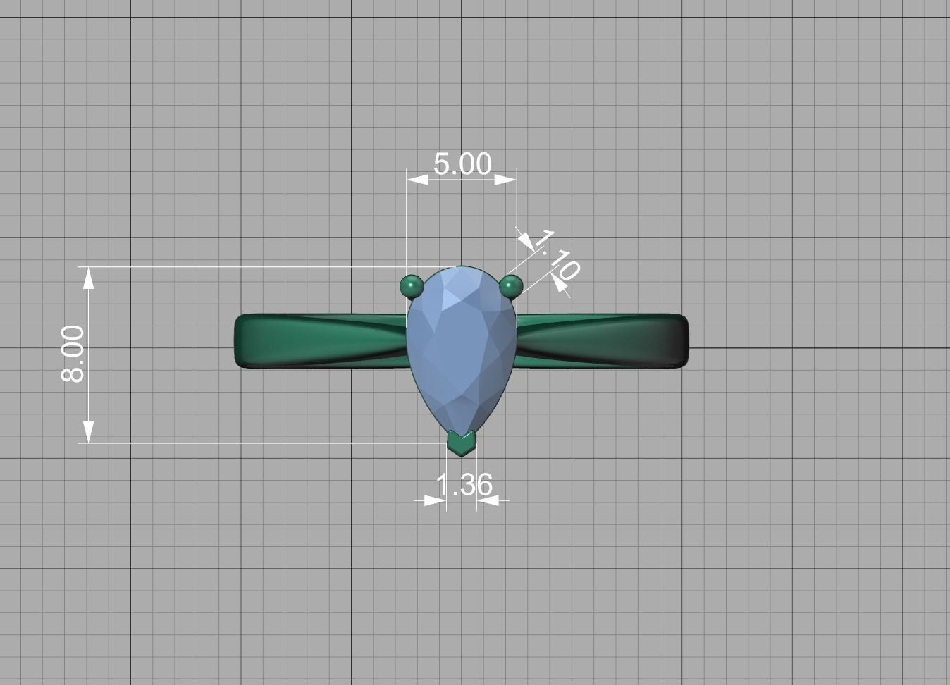 Solitaire Engagement Ring 8x5 Pear Stone 3dprint ring 3D print model_9