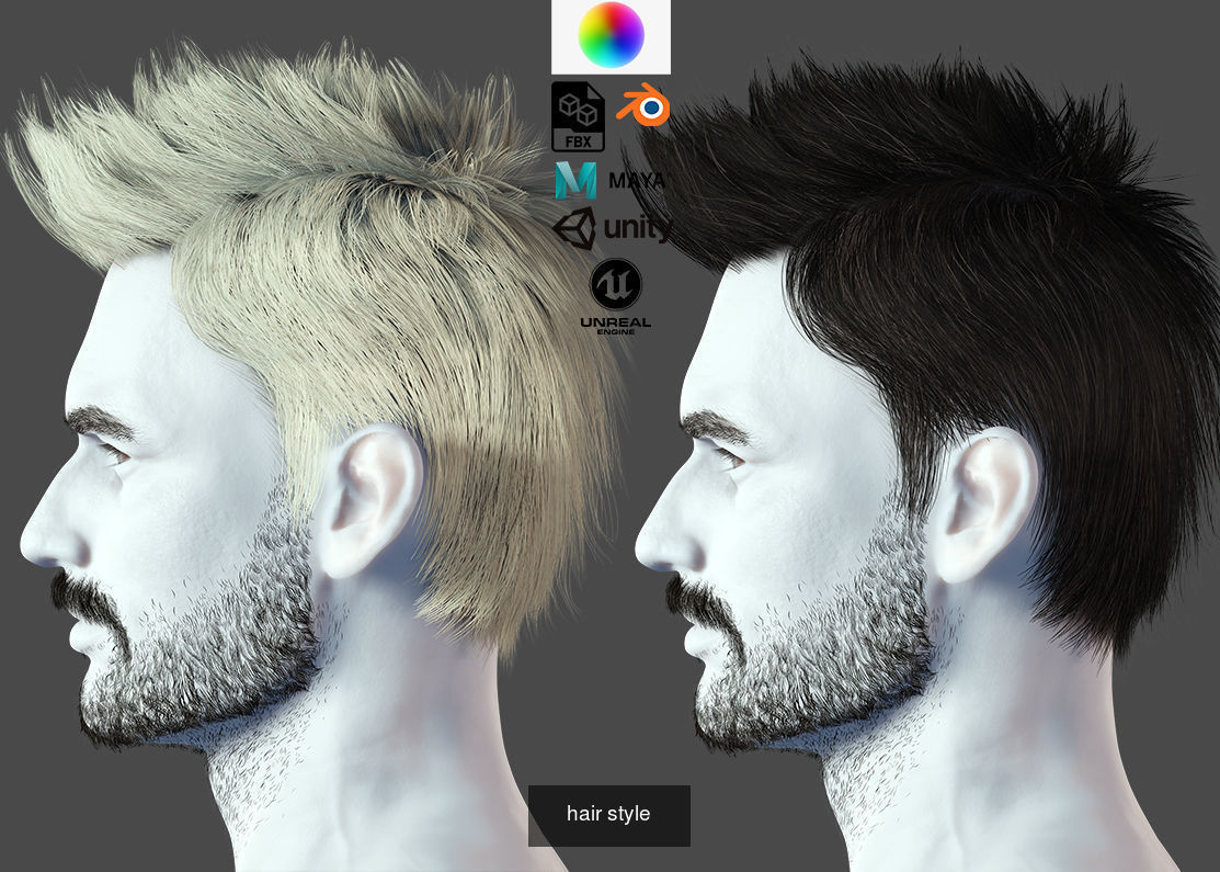 hair for male pack 3D Model Collection_5
