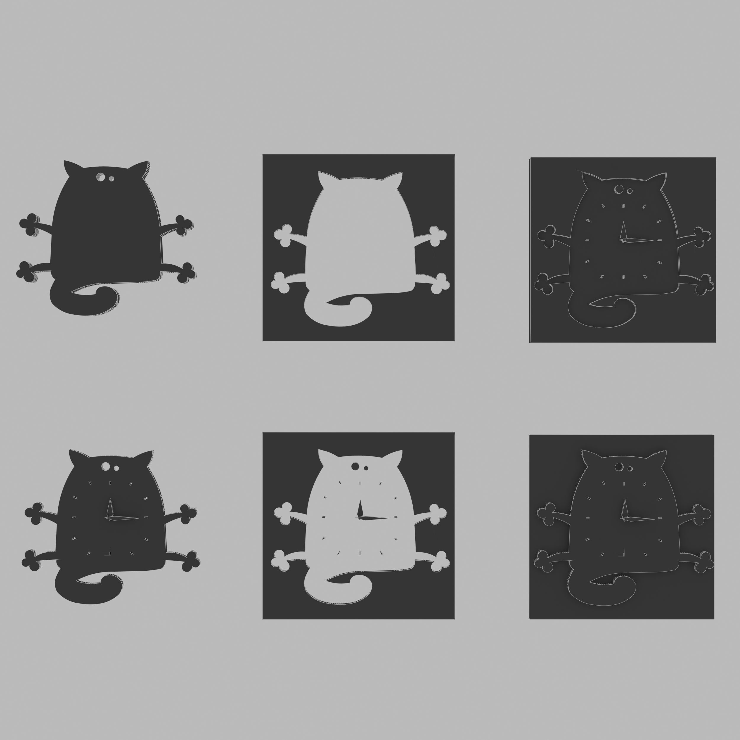 cat cartoon-wall-clock 3D model_4